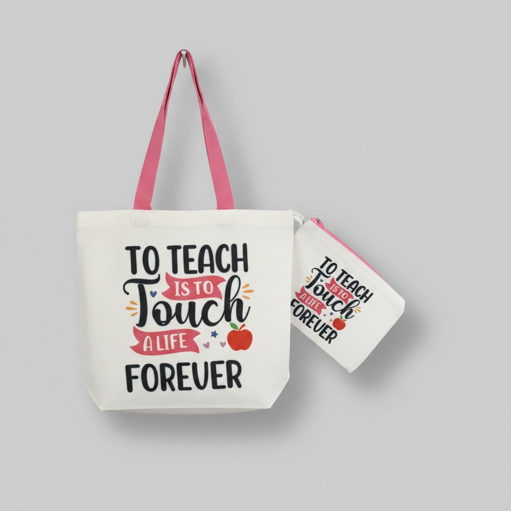 Teacher Tote Bag &amp; Matching Pouch Set